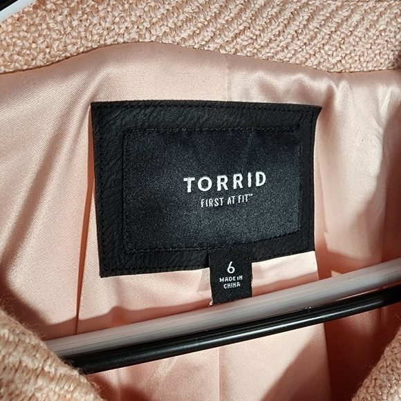 Torrid Blush Pink Wool Winter Button Down Fit and Flare Coat - Picture 7 of 11